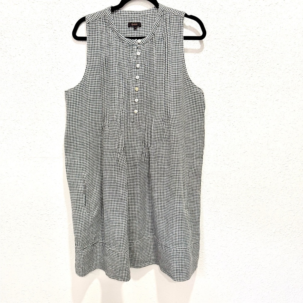 Quince 100% LINEN Gingham Sleeveless Button Front Dress L - Picture 2 of 11